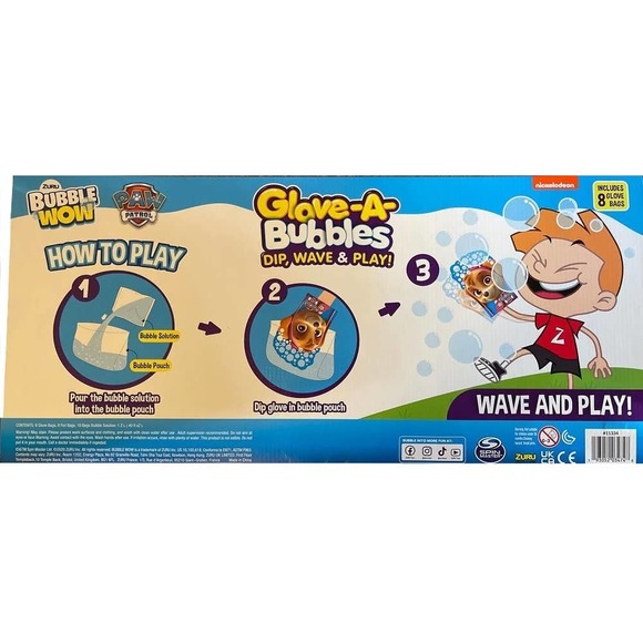 ZURU Bubble Wow Paw Patrol Glove-A-Bubbles Wave & Play (8 Pack) - Free Shipping - Picture 2 of 4